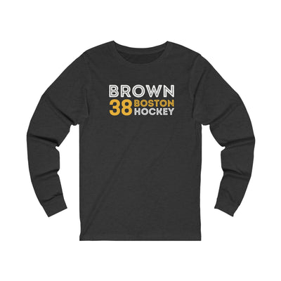 Brown 38 Boston Hockey Grafitti Wall Design Unisex Jersey Long Sleeve Shirt