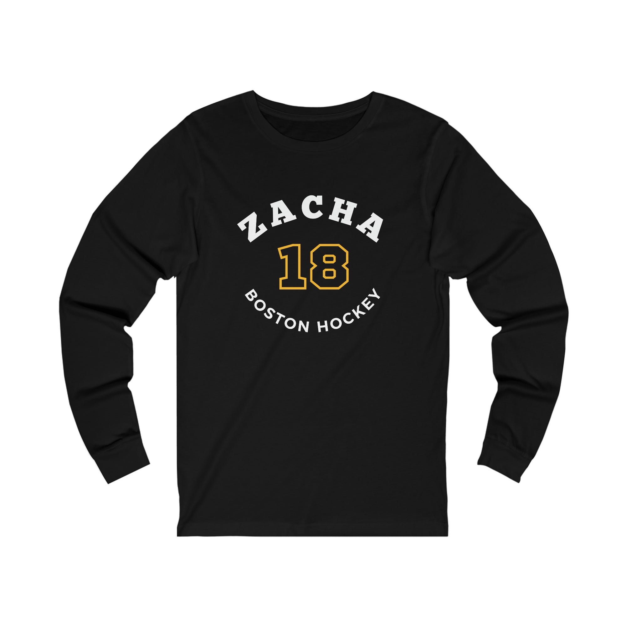Zacha 18 Boston Hockey Number Arch Design Unisex Jersey Long Sleeve Shirt