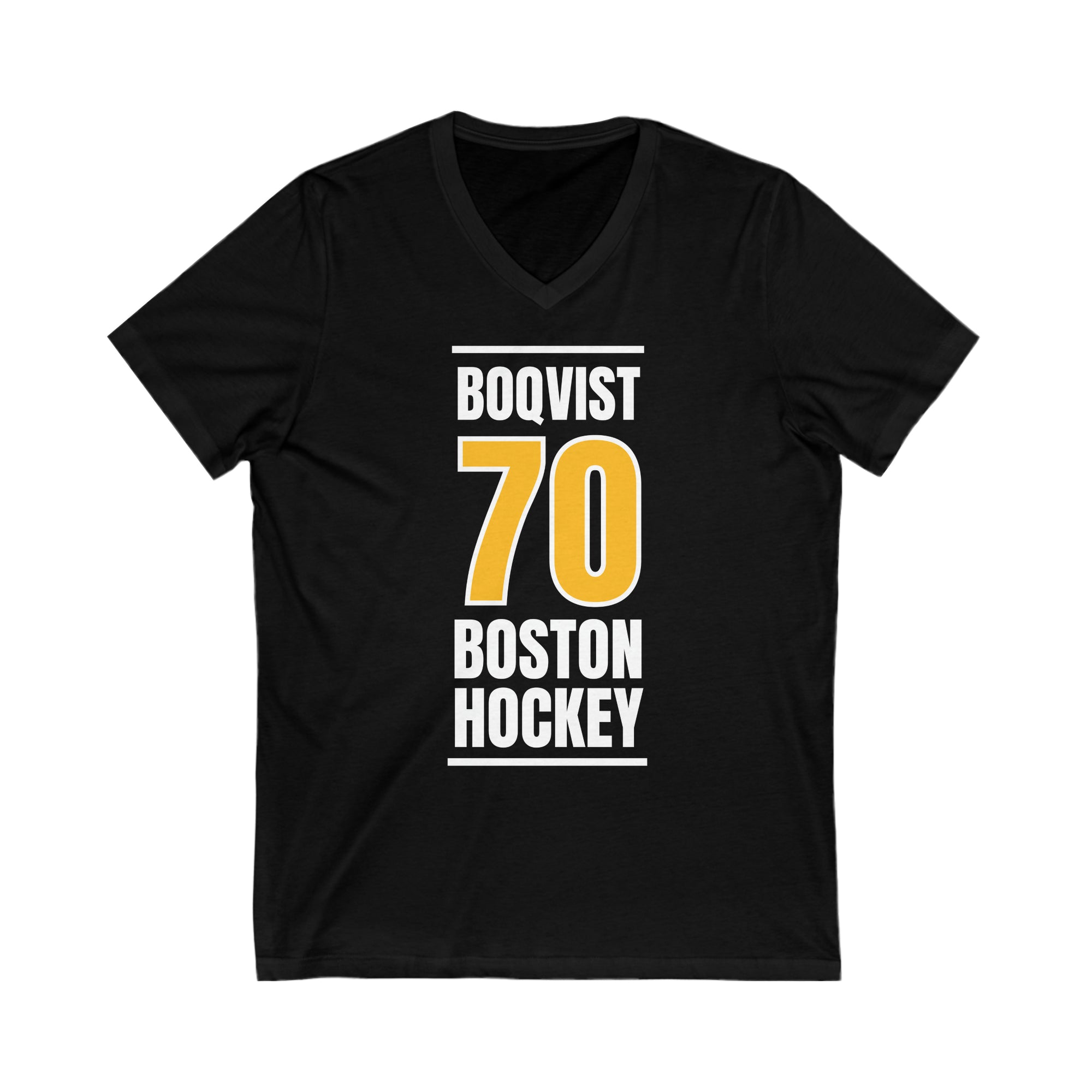 Boqvist 70 Boston Hockey Gold Vertical Design Unisex V-Neck Tee