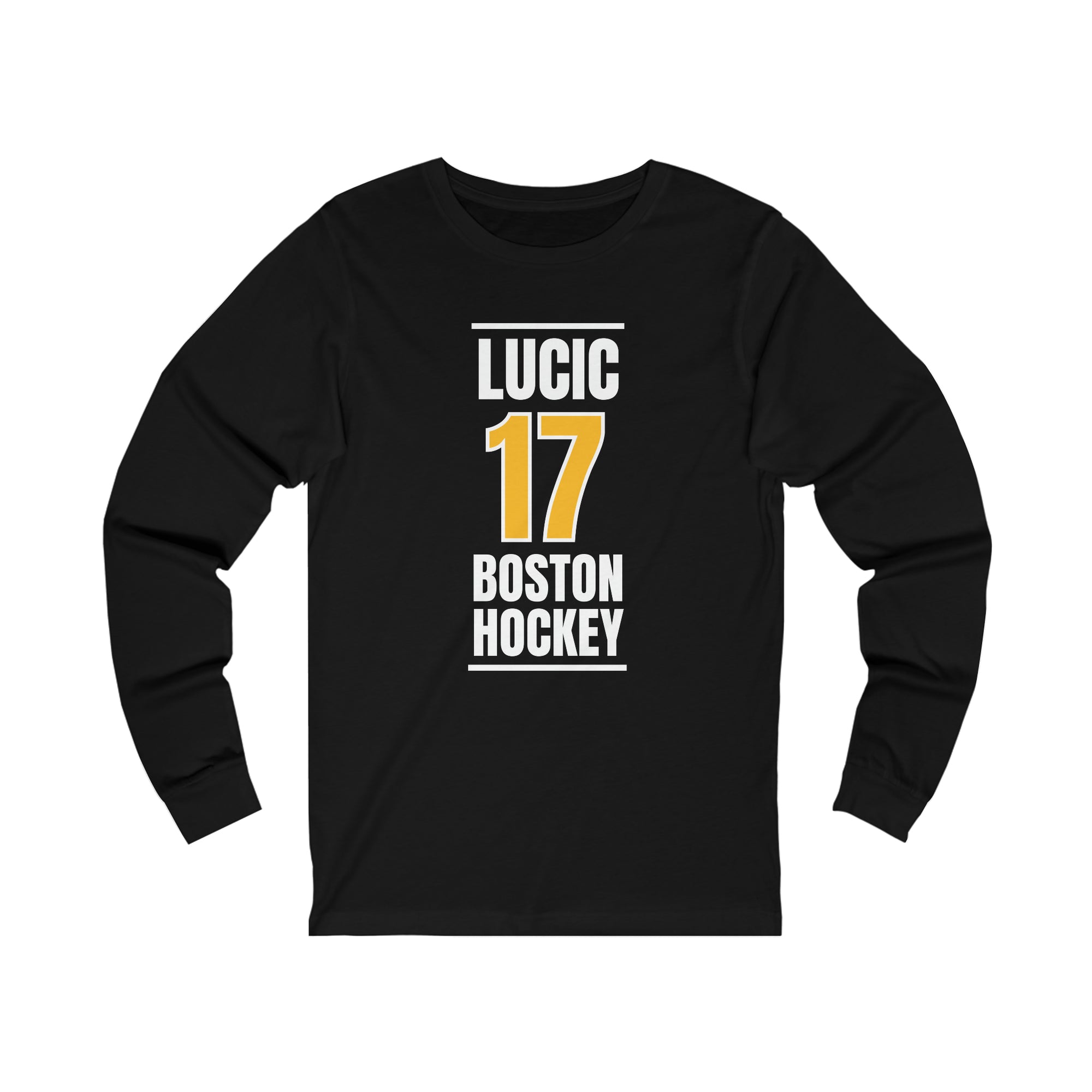 Lucic 17 Boston Hockey Gold Vertical Design Unisex Jersey Long Sleeve Shirt