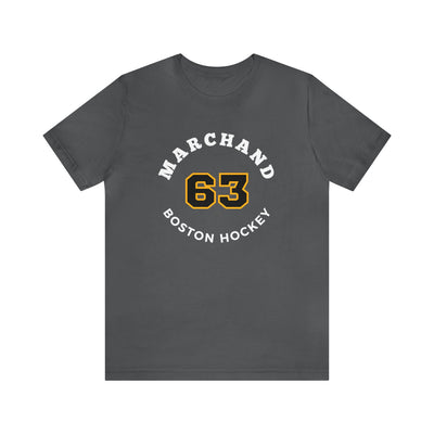 Marchand 63 Boston Hockey Number Arch Design Unisex T-Shirt