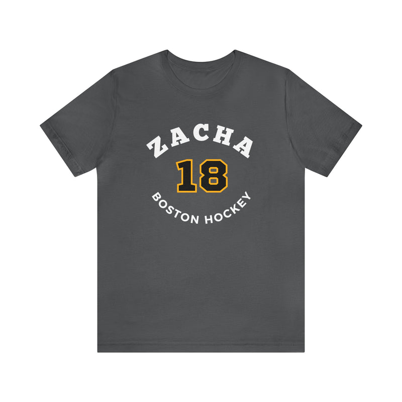 Zacha 18 Boston Hockey Number Arch Design Unisex T-Shirt