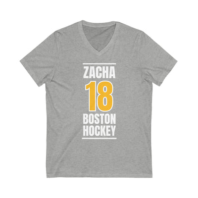 Zacha 18 Boston Hockey Gold Vertical Design Unisex V-Neck Tee