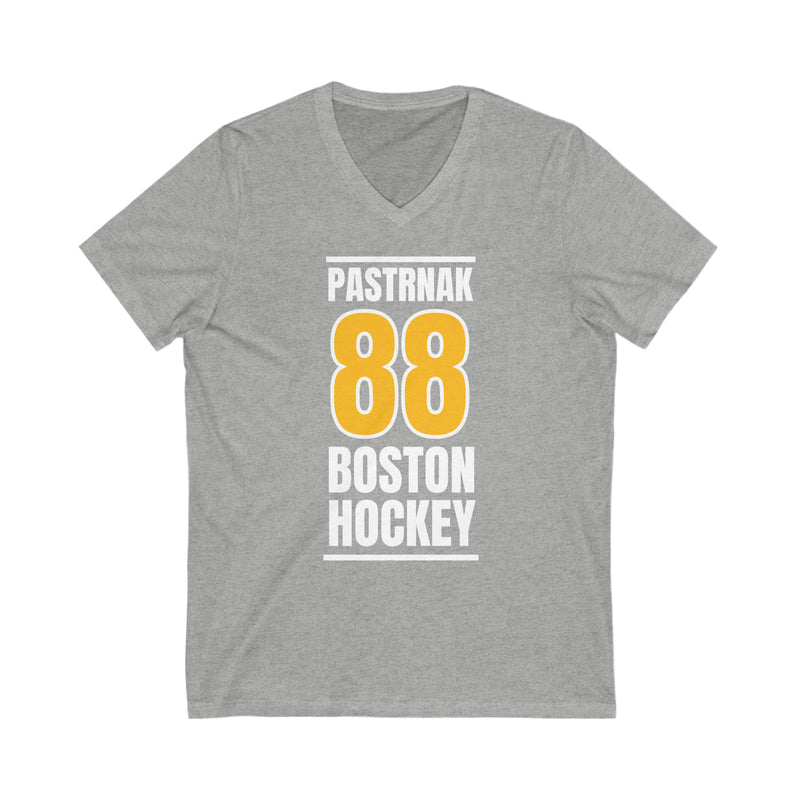 Pastrnak 88 Boston Hockey Gold Vertical Design Unisex V-Neck Tee