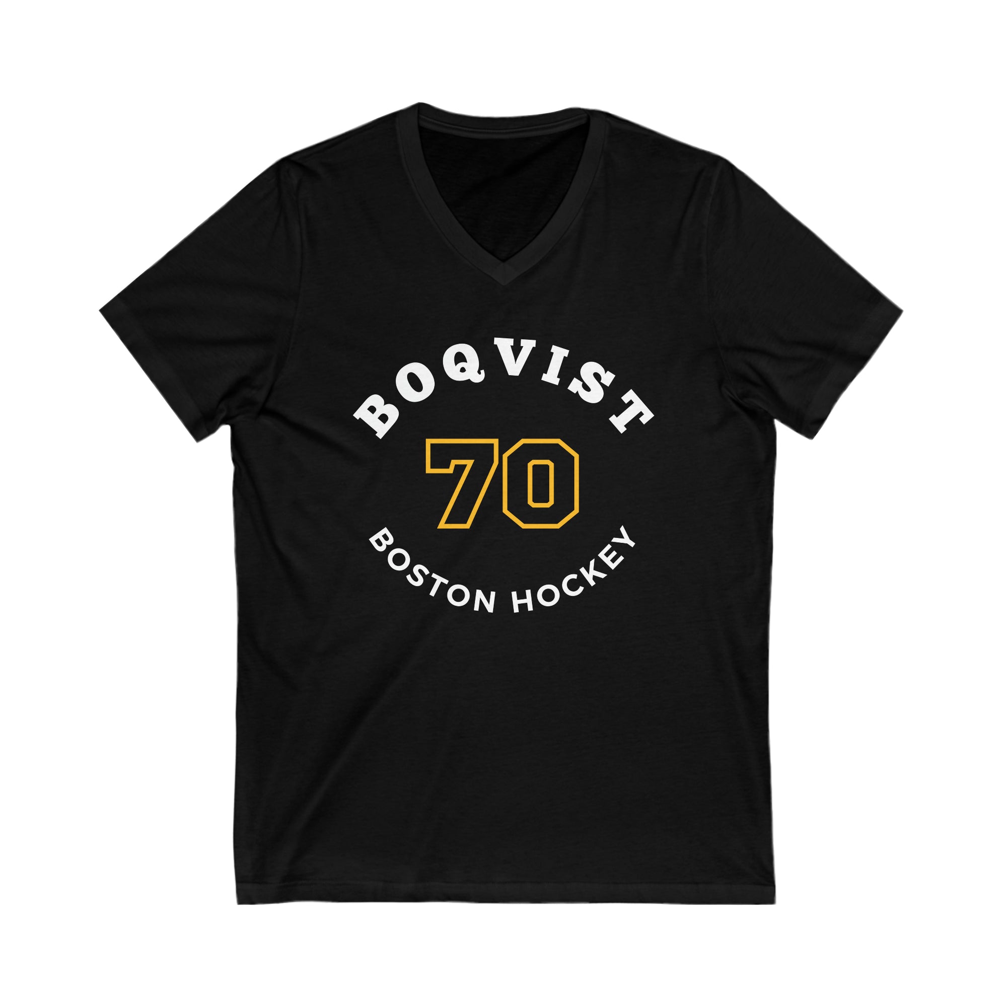 Boqvist 70 Boston Hockey Number Arch Design Unisex V-Neck Tee
