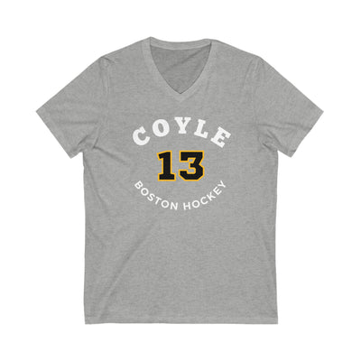 Coyle 13 Boston Hockey Number Arch Design Unisex V-Neck Tee