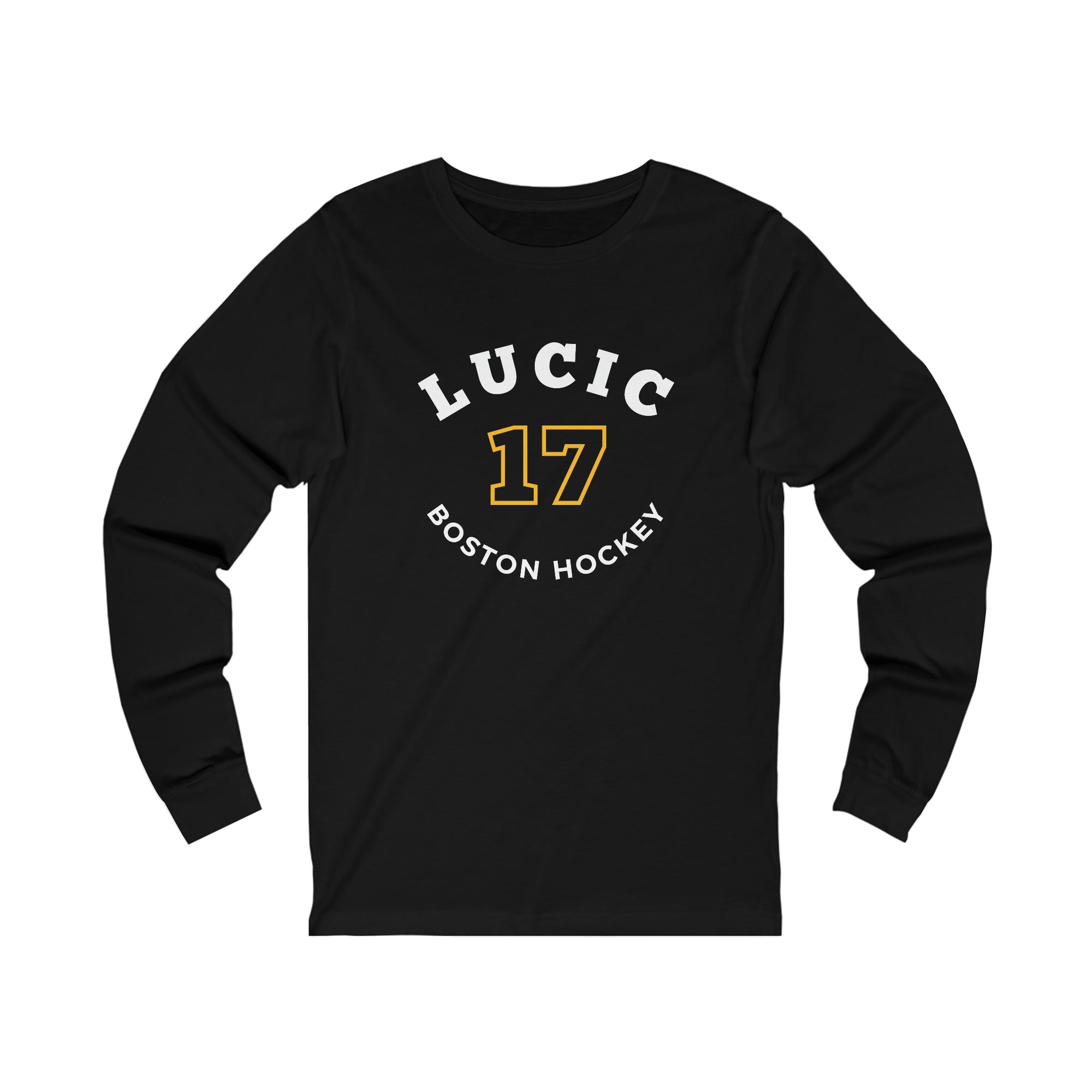 Lucic 17 Boston Hockey Number Arch Design Unisex Jersey Long Sleeve Shirt