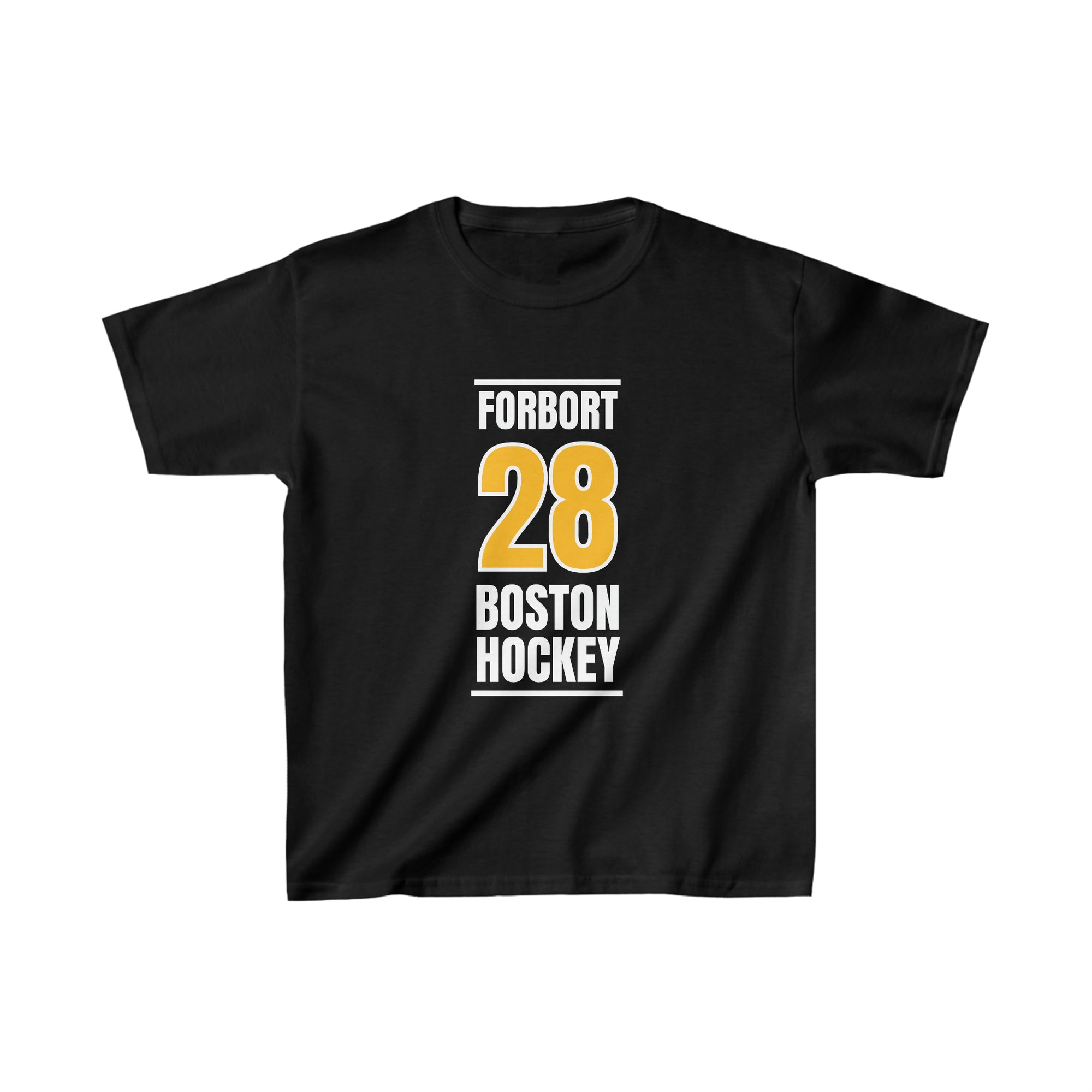 Forbort 28 Boston Hockey Gold Vertical Design Kids Tee