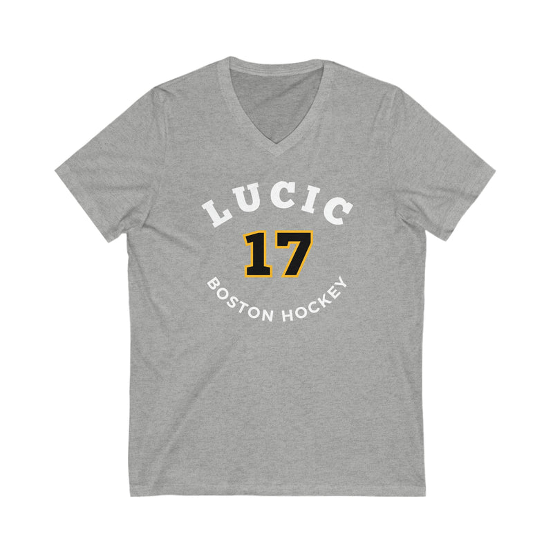Lucic 17 Boston Hockey Number Arch Design Unisex V-Neck Tee