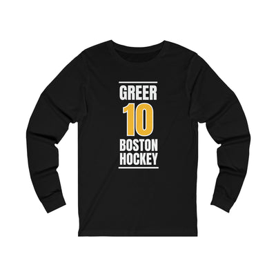 Greer 10 Boston Hockey Gold Vertical Design Unisex Jersey Long Sleeve Shirt