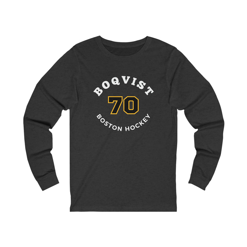 Boqvist 70 Boston Hockey Number Arch Design Unisex Jersey Long Sleeve Shirt