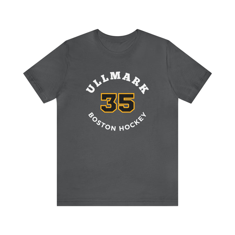 Ullmark 35 Boston Hockey Number Arch Design Unisex T-Shirt