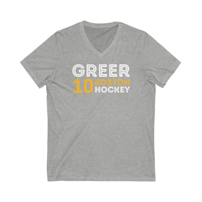 Greer 10 Boston Hockey Grafitti Wall Design Unisex V-Neck Tee