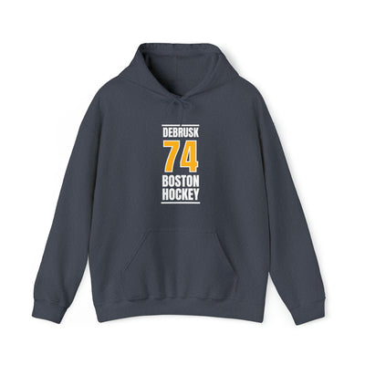 DeBrusk 74 Boston Hockey Gold Vertical Design Unisex Hooded Sweatshirt
