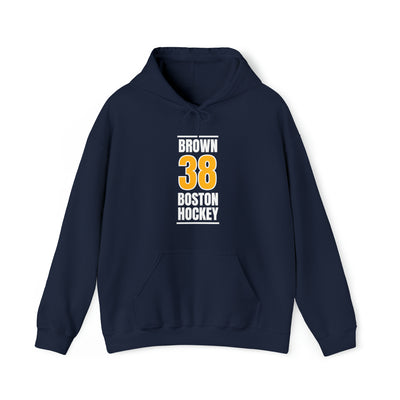 Brown 38 Boston Hockey Gold Vertical Design Unisex Hooded Sweatshirt