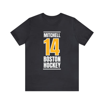 Mitchell 14 Boston Hockey Gold Vertical Design Unisex T-Shirt