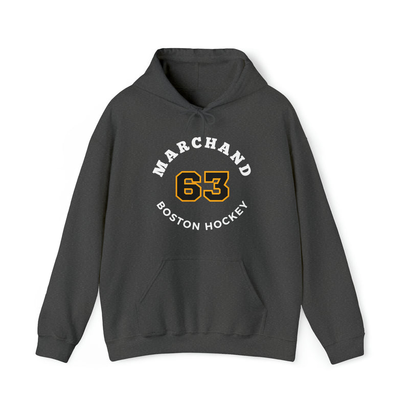 Marchand 63 Boston Hockey Number Arch Design Unisex Hooded Sweatshirt