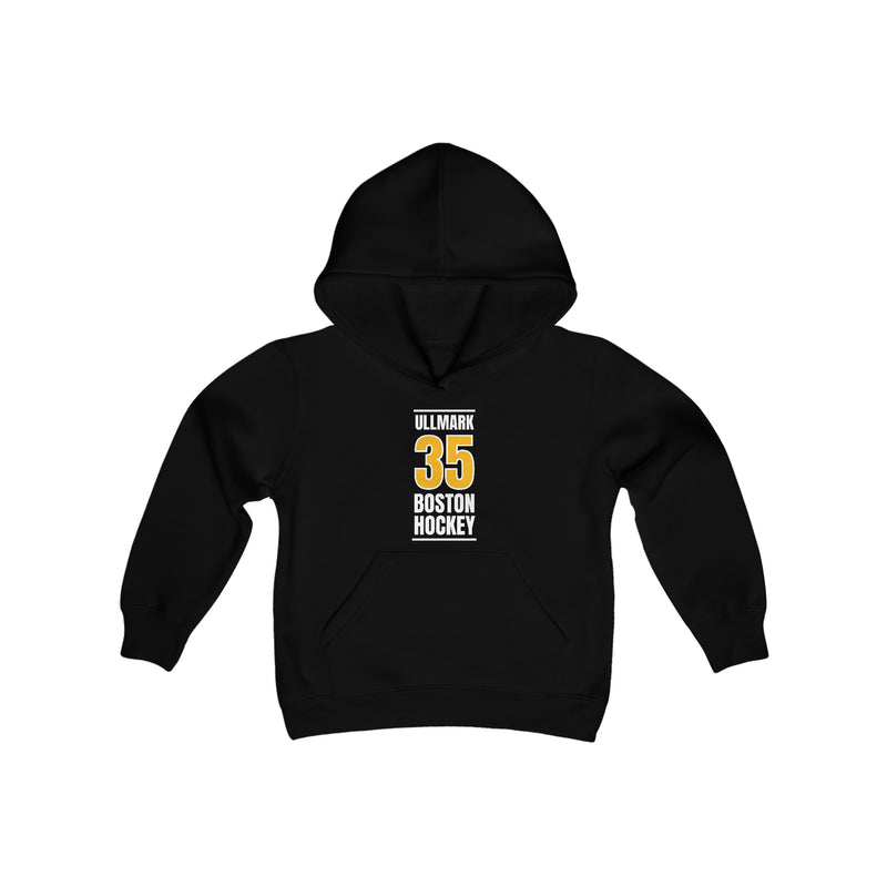 Ullmark 35 Boston Hockey Gold Vertical Design Youth Hooded Sweatshirt