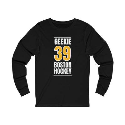 Geekie 39 Boston Hockey Gold Vertical Design Unisex Jersey Long Sleeve Shirt