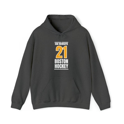van Riemsdyk 21 Boston Hockey Gold Vertical Design Unisex Hooded Sweatshirt