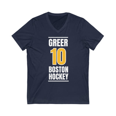 Greer 10 Boston Hockey Gold Vertical Design Unisex V-Neck Tee