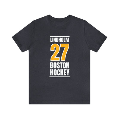 Lindholm 27 Boston Hockey Gold Vertical Design Unisex T-Shirt