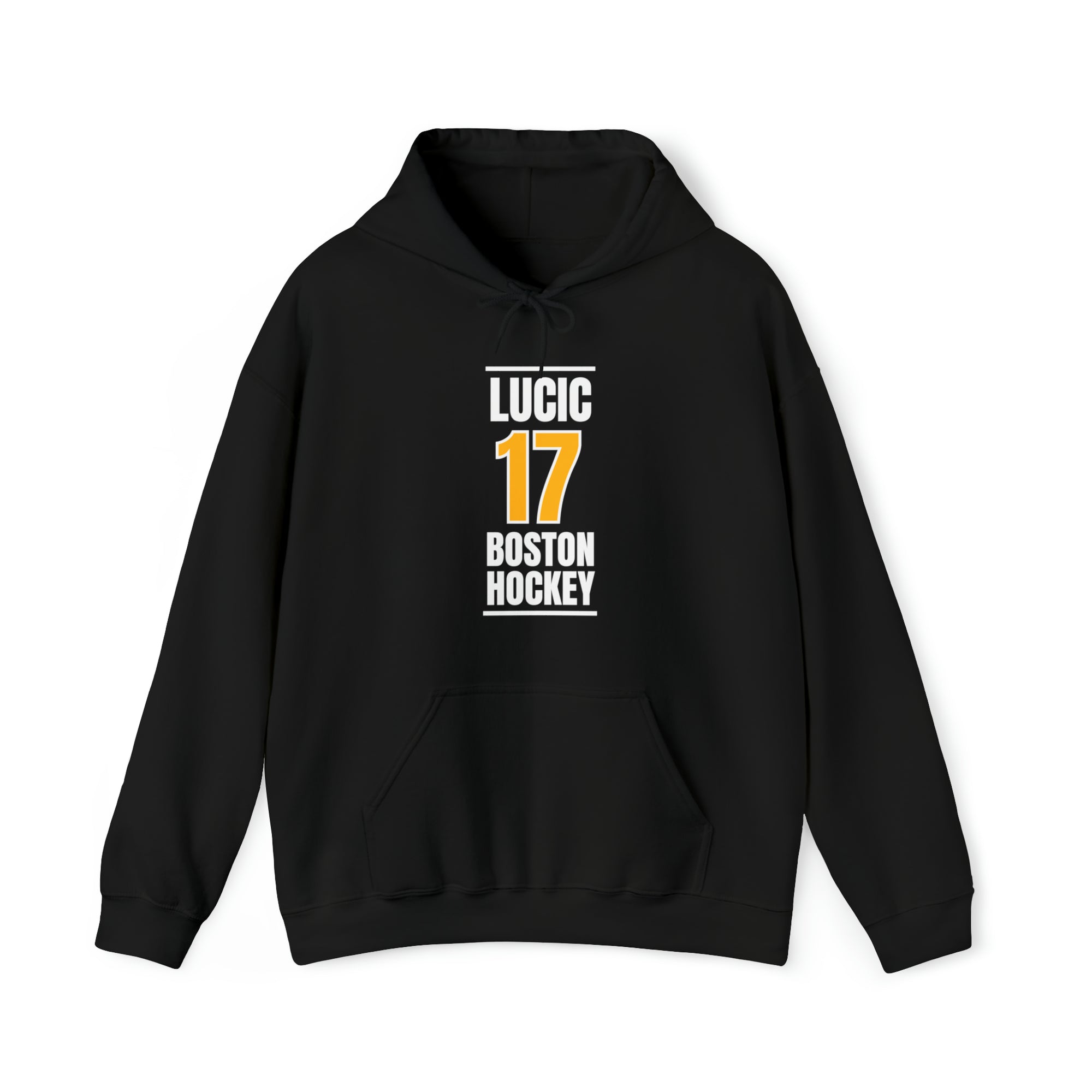 Lucic 17 Boston Hockey Gold Vertical Design Unisex Hooded Sweatshirt