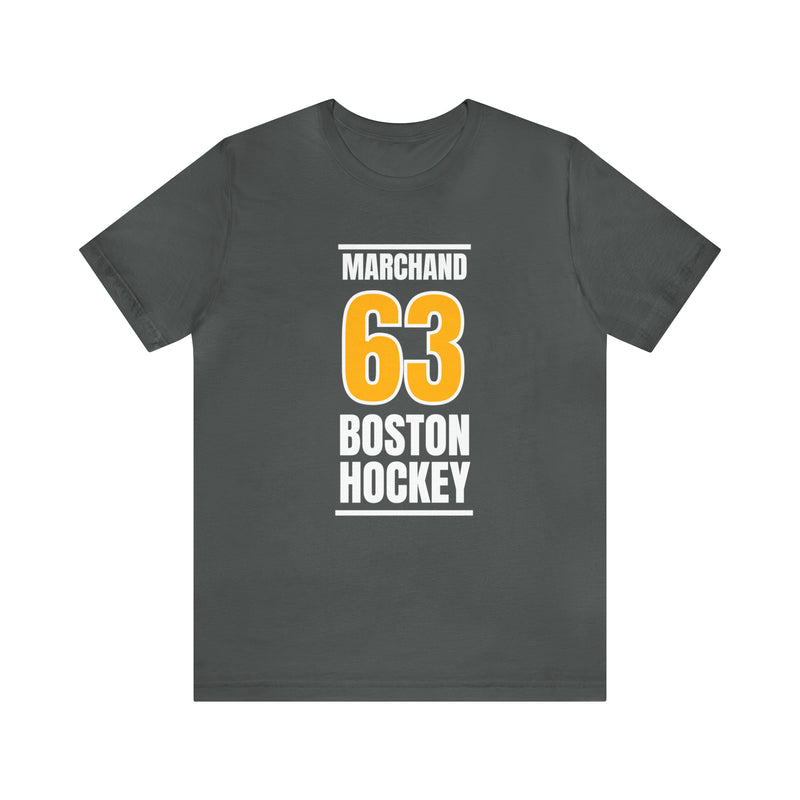 Marchand 63 Boston Hockey Gold Vertical Design Unisex T-Shirt