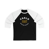 Carlo 25 Boston Hockey Number Arch Design Unisex Tri-Blend 3/4 Sleeve Raglan Baseball Shirt