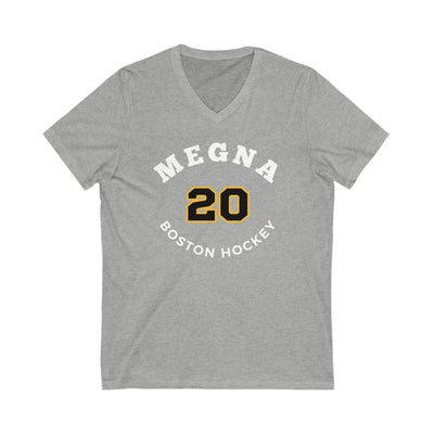 Megna 20 Boston Hockey Number Arch Design Unisex V-Neck Tee