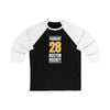 Forbort 28 Boston Hockey Gold Vertical Design Unisex Tri-Blend 3/4 Sleeve Raglan Baseball Shirt