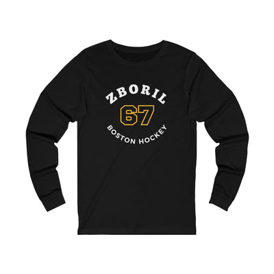 Zboril 67 Boston Hockey Number Arch Design Unisex Jersey Long Sleeve Shirt