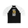 McAvoy 73 Boston Hockey Gold Vertical Design Unisex Tri-Blend 3/4 Sleeve Raglan Baseball Shirt