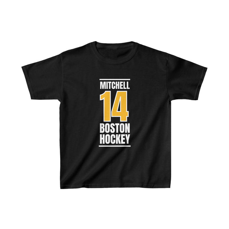 Mitchell 14 Boston Hockey Gold Vertical Design Kids Tee