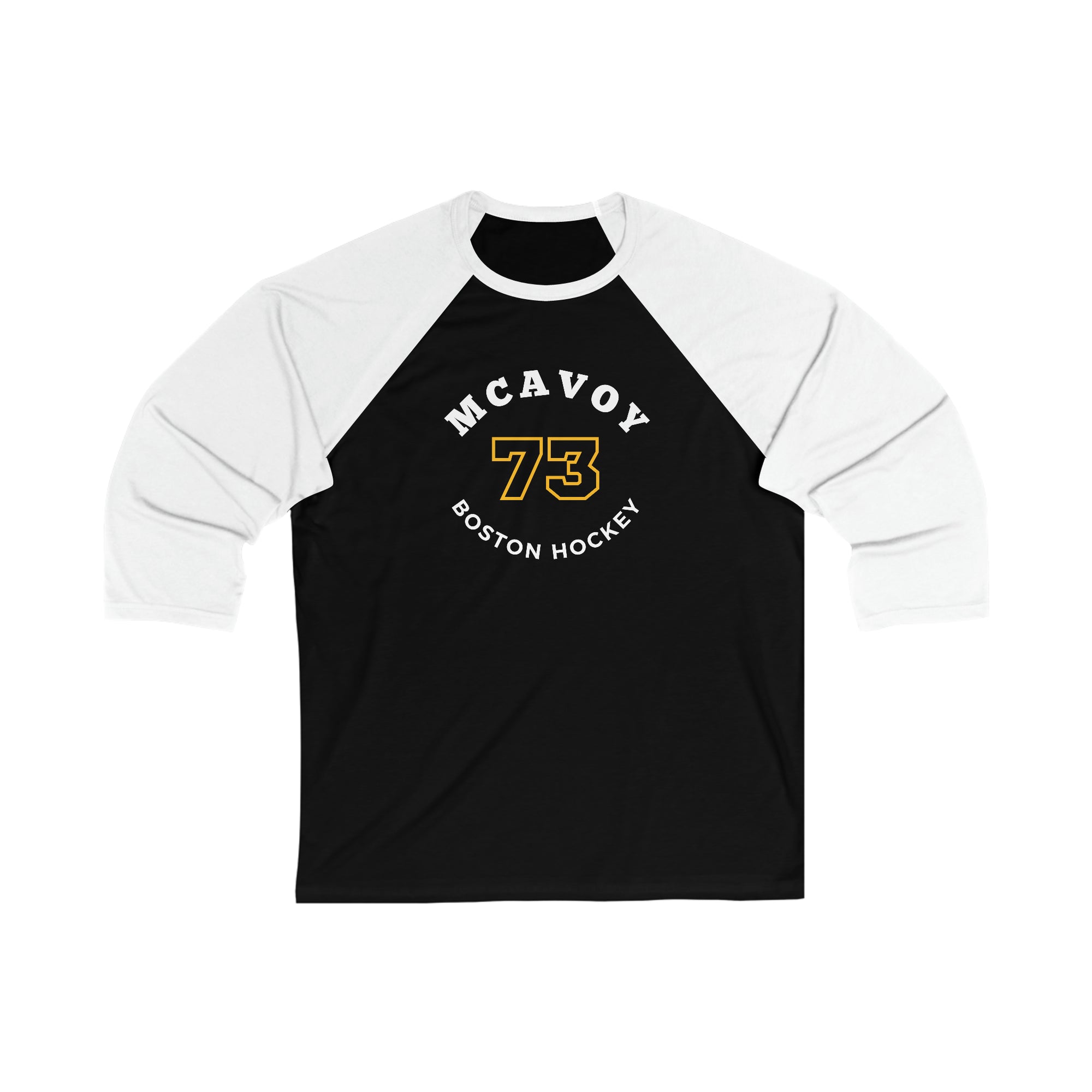 McAvoy 73 Boston Hockey Number Arch Design Unisex Tri-Blend 3/4 Sleeve Raglan Baseball Shirt