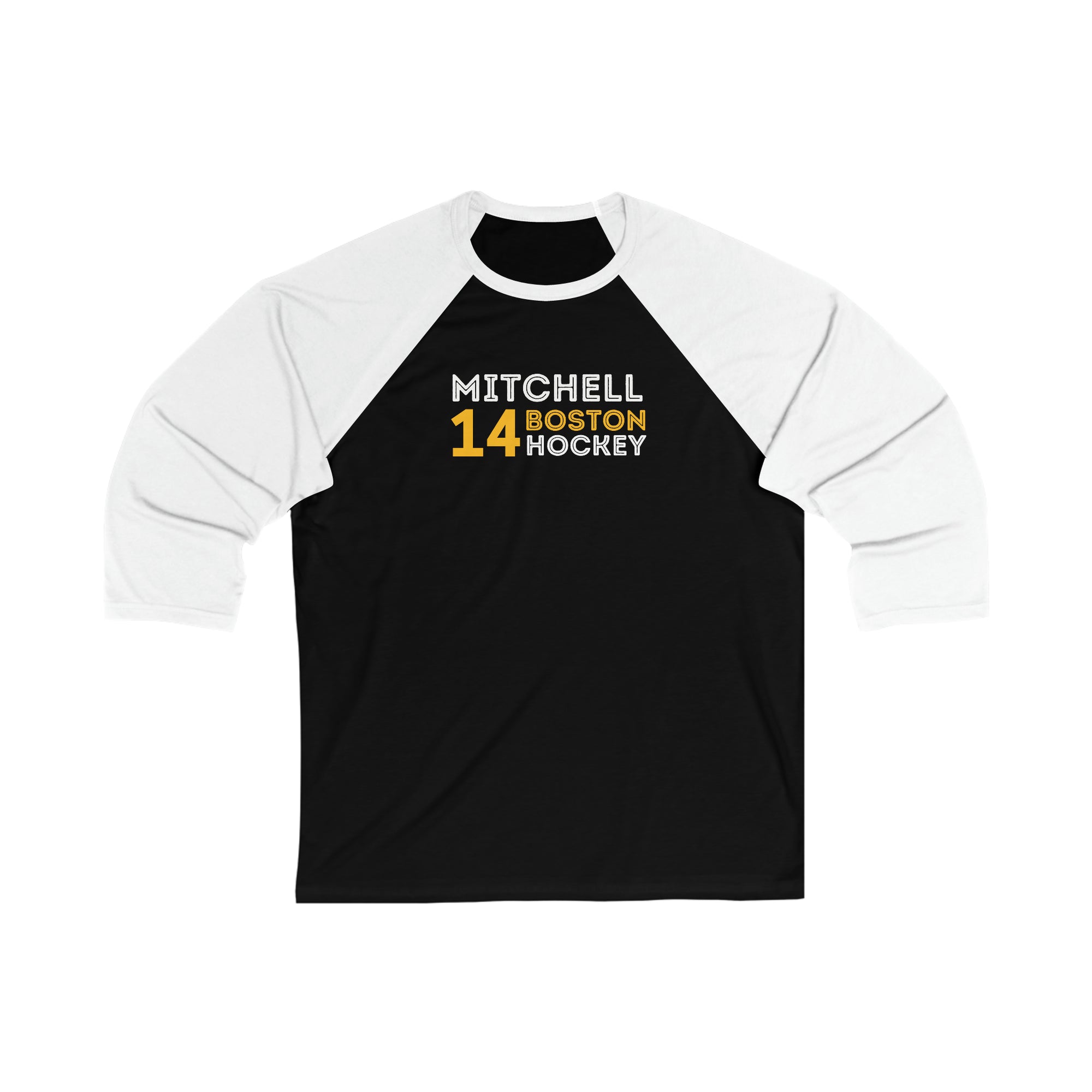 Mitchell 14 Boston Hockey Grafitti Wall Design Unisex Tri-Blend 3/4 Sleeve Raglan Baseball Shirt