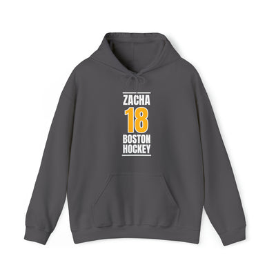 Zacha 18 Boston Hockey Gold Vertical Design Unisex Hooded Sweatshirt
