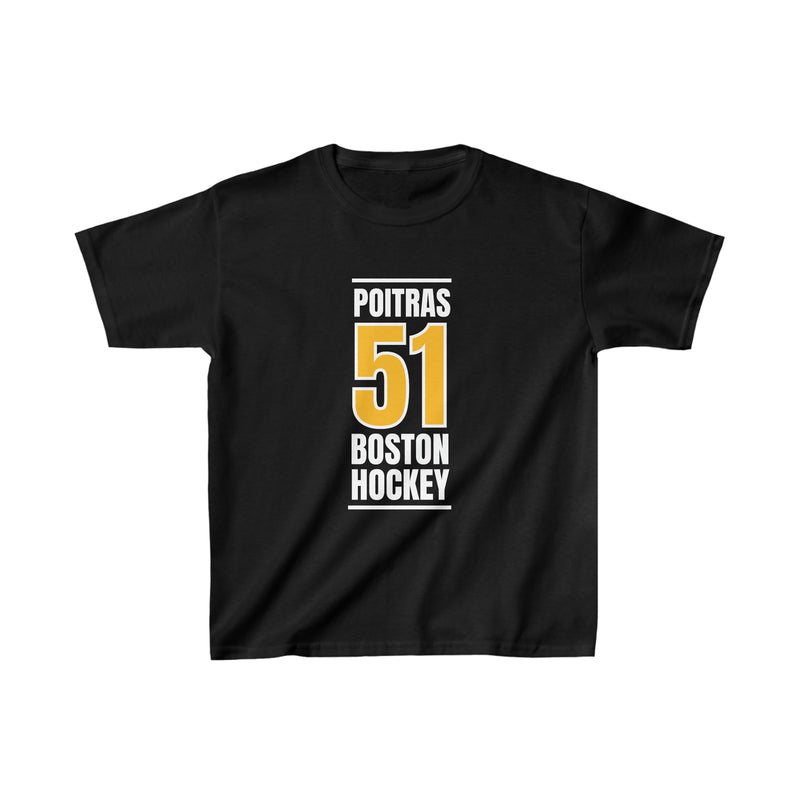 Poitras 51 Boston Hockey Gold Vertical Design Kids Tee