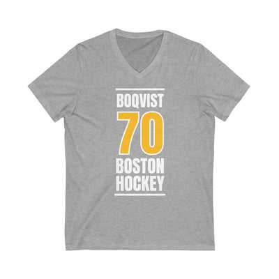 Boqvist 70 Boston Hockey Gold Vertical Design Unisex V-Neck Tee