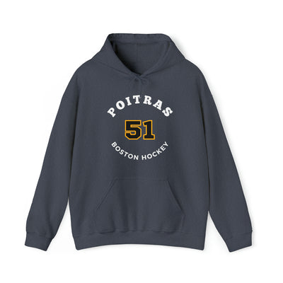 Poitras 51 Boston Hockey Number Arch Design Unisex Hooded Sweatshirt
