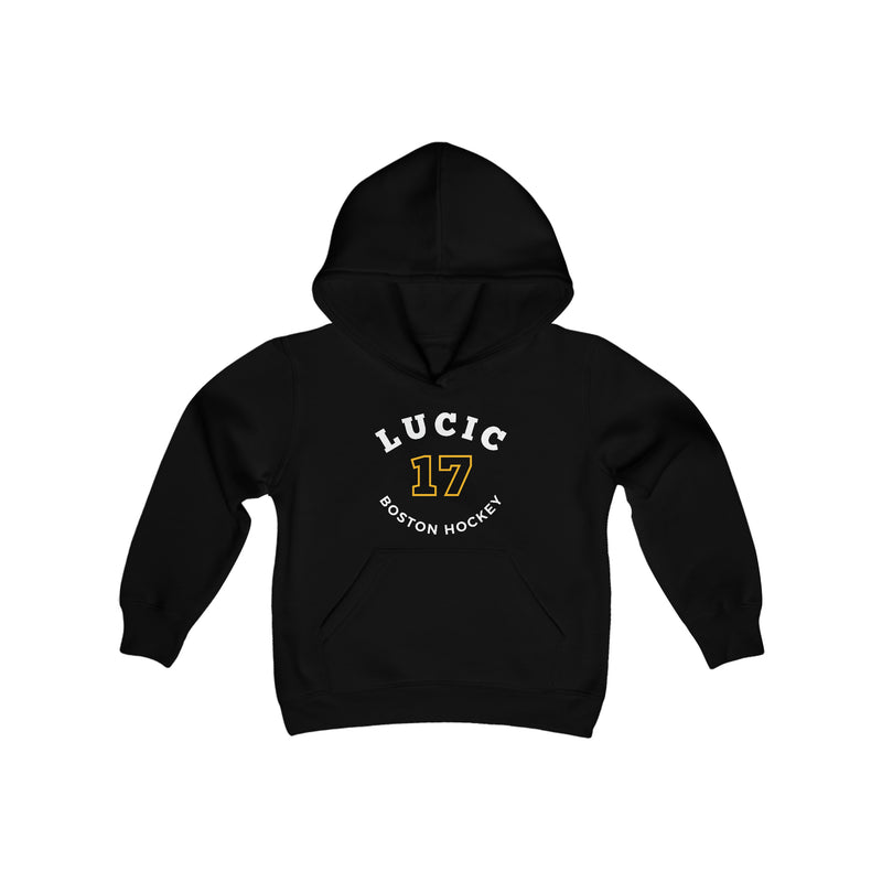 Lucic 17 Boston Hockey Number Arch Design Youth Hooded Sweatshirt