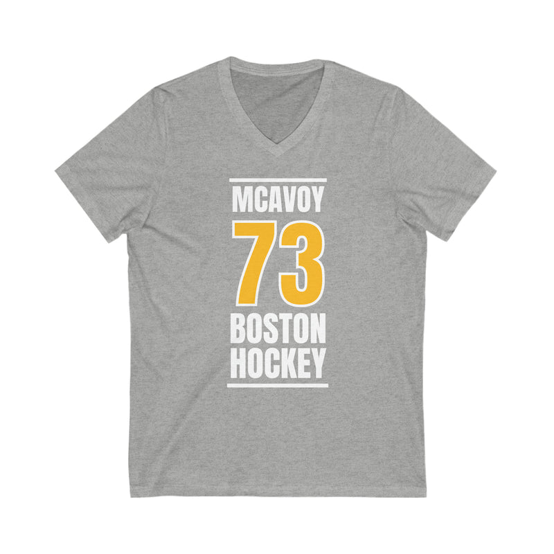 McAvoy 73 Boston Hockey Gold Vertical Design Unisex V-Neck Tee