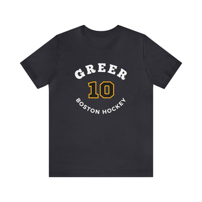 Greer 10 Boston Hockey Number Arch Design Unisex T-Shirt