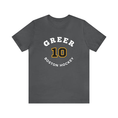 Greer 10 Boston Hockey Number Arch Design Unisex T-Shirt
