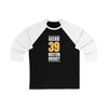 Geekie 39 Boston Hockey Gold Vertical Design Unisex Tri-Blend 3/4 Sleeve Raglan Baseball Shirt