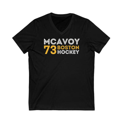 McAvoy 73 Boston Hockey Grafitti Wall Design Unisex V-Neck Tee