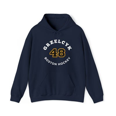 Grzelcyk 48 Boston Hockey Number Arch Design Unisex Hooded Sweatshirt