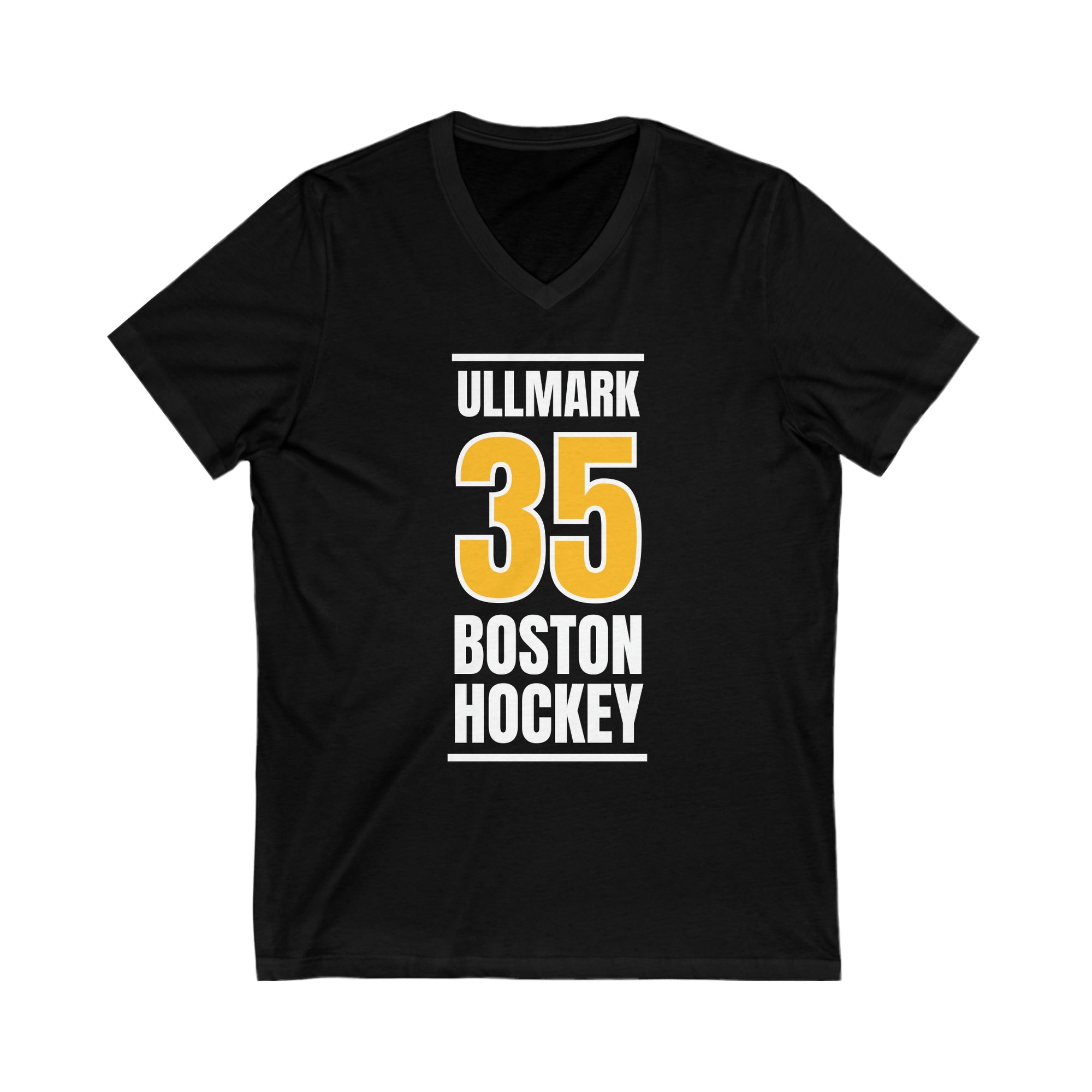 Ullmark 35 Boston Hockey Gold Vertical Design Unisex V-Neck Tee