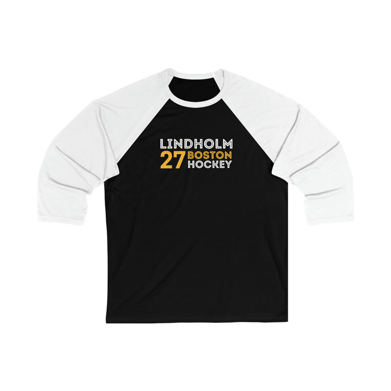 Lindholm 27 Boston Hockey Grafitti Wall Design Unisex Tri-Blend 3/4 Sleeve Raglan Baseball Shirt