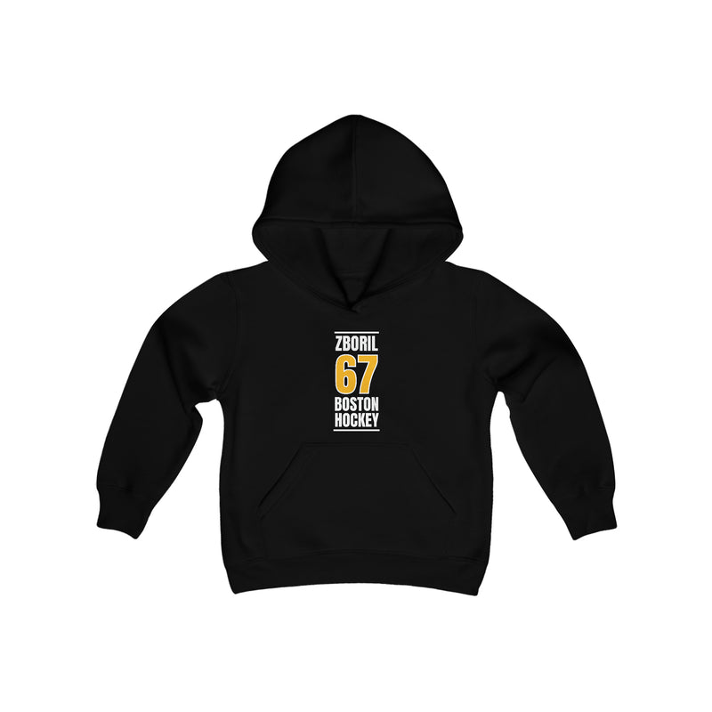 Zboril 67 Boston Hockey Gold Vertical Design Youth Hooded Sweatshirt